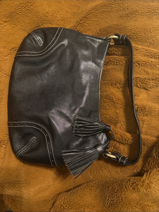 Talbots Handbags - Talbots Black Leather Shoulder Bag with Tassels